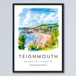 Teignmouth Watercolor Poster Teignmouth Devon Travel Print Wall Art Teignmouth Home Decor Teignmouth Gift Art Lovers UK Coastal Town