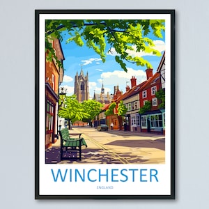 Winchester Travel Print Wall Art Winchester Wall Hanging Home Décor Winchester Gift Art Lovers England Art Lover Gift Winchester Travel