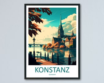 Konstanz Travel Print Wall Art Konstanz Wall Hanging Home Décor Konstanz Gift Art Lovers Germany Art Lover Gift Konstanz Art Travel Gift