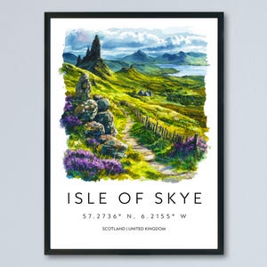 Isle of Skye Watercolor Poster Isle of Skye Travel Print Isle of Skye Wall Art Scotland Landscape Painting Highland Decor