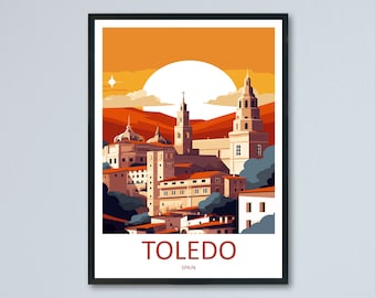 Impresión de viaje de Toledo, arte mural, colgante de pared de Toledo, decoración del hogar, regalo de Toledo, amantes del arte, regalo para amantes del arte de España, impresión de Toledo, arte mural de España