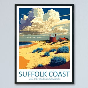Suffolk Coast Travel Print Wall Art Suffolk Coast Wall Hanging Home Decoration Suffolk Coast Gift Art Lovers Wall Art AONB Wall Print