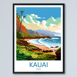 Impresión de arte de pared con viajes a Kauai, colgante de pared de Kauai, decoración del hogar, regalo de Kauai, amantes del arte, regalo para amantes del arte de Hawái, impresión de obra de arte
