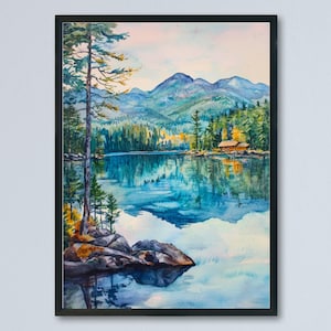 Póster de acuarela de Adirondacks, impresión de las montañas Adirondacks, arte de viaje de Adirondacks, decoración natural de Adirondacks, arte mural de Adirondacks