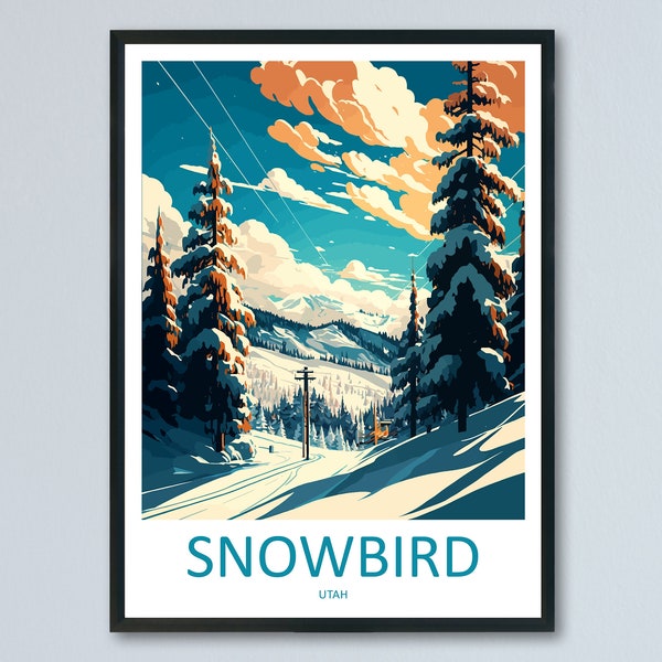 Snowbird Travel Print Wall Art Snowbird Wall Hanging Home Décor Snowbird Gift Art Lovers Ski Art Lover Gift Snowbird Print Skiing Print