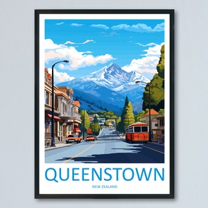 Queenstown Travel Print Wall Art Queenstown Wall Hanging Home Décor Queenstown Gift Art Lovers New Zealand Art Lover Gift Queenstown Art