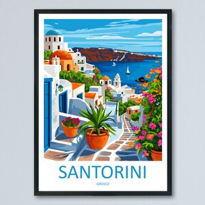 Santorini Reise-Druck Wandkunst Santorini Griechenland Wandbehang Dekoration Santorini Geschenk Kunstliebhaber Wandkunst Santorini griechischen Print