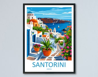 Santorini Travel Print Wall Art Santorini Greece Wall Hanging Home Decoration Santorini Gift Art Lovers Wall Art Print Santorini Greek Print