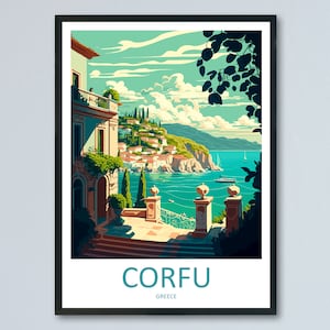 Stampa da parete Corfù Travel Art Corfù Grecia Decorazione da parete per la casa Corfù Regalo per amanti dell'arte Stampa artistica da parete Corfù Decorazione da parete Grecia Poster