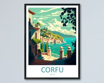 Corfu Travel Print Wall Art Corfu Greece Wall Hanging Home Decoration Corfu Gift Art Lovers Wall Art Print Corfu Wall Décor Greece Poster