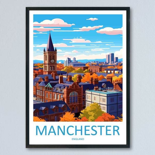 Manchester Travel Print Wall Art Manchester Wall Hanging Home Décor Manchester Gift Art Lovers England Art Lover Gift Manchester Travel Art