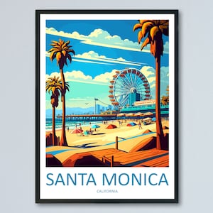 Santa Monica Travel Print Wall Art Santa Monica Wall Hanging Home Décor Santa Monica Gift Art Lovers California Art Lover Gift Santa Monica