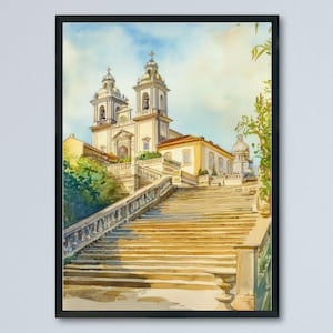 Braga watercolor poster Wall Art Braga Wall Hanging Home Décor Braga Gift Art Lovers Portugal Art Lover Gift Portugal wall art