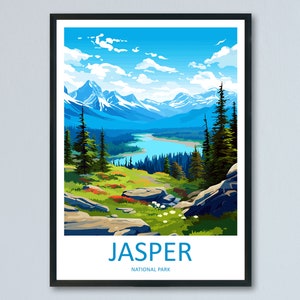 Impresión de viaje del Parque Nacional Jasper, arte de pared, colgante de pared del Parque Nacional Jasper, decoración del hogar, regalo del Parque Nacional Jasper, amantes del arte, Canadá, regalo de arte