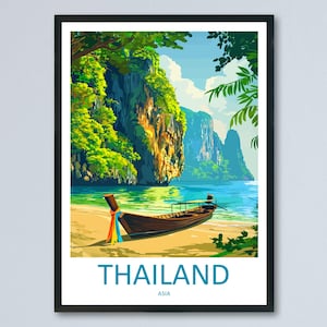 Thailand Travel Print Asia Wall Art Tropical Landscape Poster Cultural Decor Gift for Beach Lover Southeast Asia Art Print