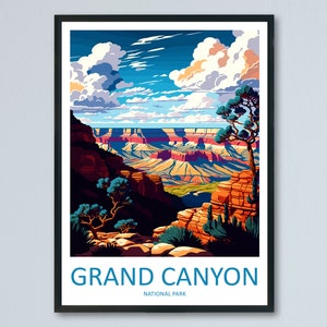 Grand Canyon National Park Reisedruck Wandkunst Grand Canyon Wandbehang Wohnkultur Grand Canyon Geschenk Kunstliebhaber Arizona Kunstliebhaber Geschenk