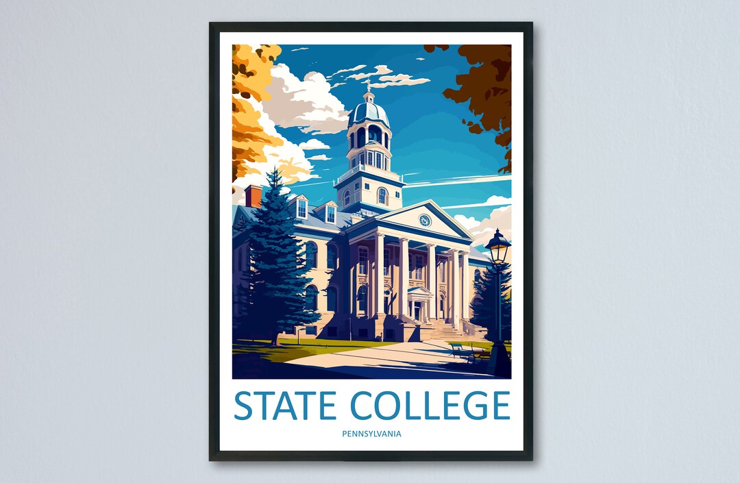 State College Travel Print Wall Art State College Wall Hanging Home