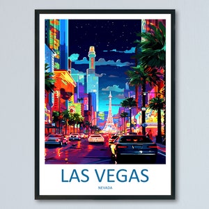 Impresión de viaje de Las Vegas, arte de pared, colgante de pared de Las Vegas, decoración del hogar, regalo de Las Vegas, amantes del arte, regalo para amantes del arte de Nevada, decoración de pared de Las Vegas
