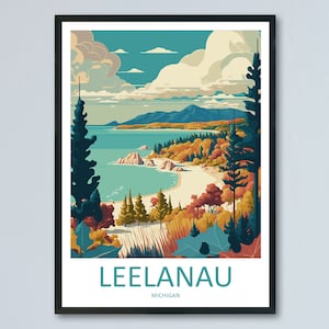 Leelanau Print Leelanau Home Decor Landscape Art Print Leelanau Wall Art for Michigan Enthusiast Gift Wall Hanging Leelanau Michigan Poster