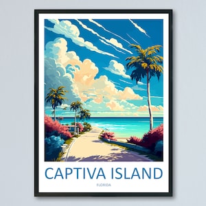 Captiva Island Travel Print Wall Art Captiva Island muur hangend Home decor Captiva Island cadeau kunstliefhebbers Florida kunstliefhebber cadeau Florida