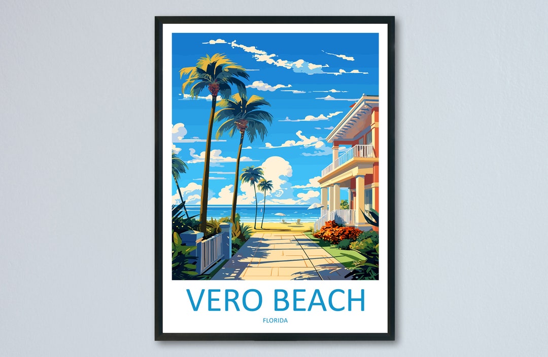 Vero Beach Travel Print Wall Art Vero Beach Wall Hanging Home Décor
