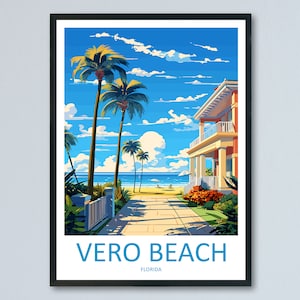 Vero Beach Travel Print Wall Art Vero Beach muur hangend Home decor Vero Beach cadeau kunstliefhebbers cadeau strand Florida Vero Beach print