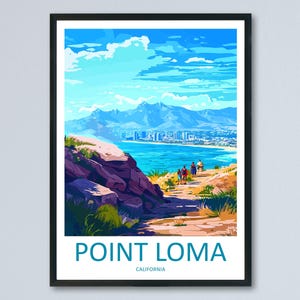 Point Loma Travel Poster California Wall Art Coastal View Print Ocean Cliff Illustration San Diego Decor Point Loma Gift Souvenir