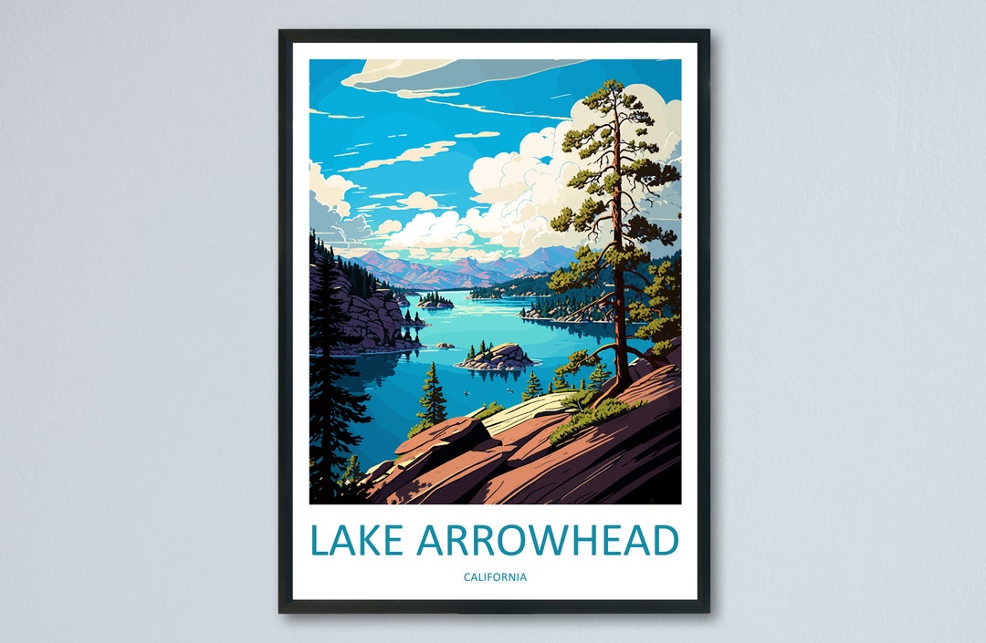 Lake Arrowhead Travel Print Wall Art Lake Arrowhead Wall Hanging Home