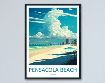 Pensacola Beach Travel Print Wall Art Pensacola Beach Wall Hanging Home Décor Pensacola Beach Gift Art Lovers Florida Art Lover Gift