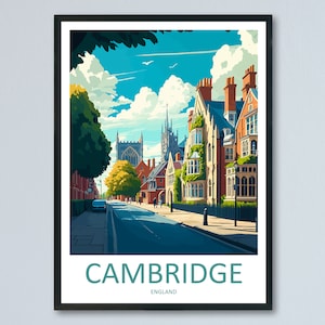 Cambridge Travel Print Wall Art Cambridge Wall Hanging Home Décor Cambridge Gift Art Lovers England Art Lover Gift Cambridge Art Travel