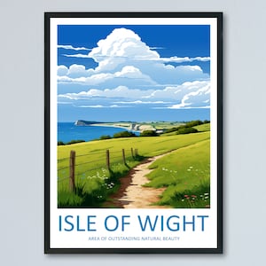 Isle Of Wight Travel Print Wall Art Isle Of Wight Wall Hanging Home Decor Isle Of Wight Gift Art Lovers Wall Art AONB Print