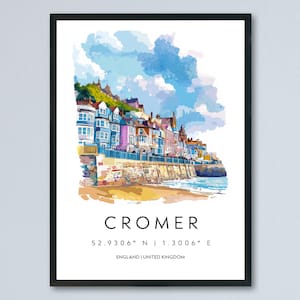 Cromer Watercolor Poster Cromer Norfolk Travel Print Wall Art Cromer Home Decor Cromer Gift Art Lovers UK Seaside