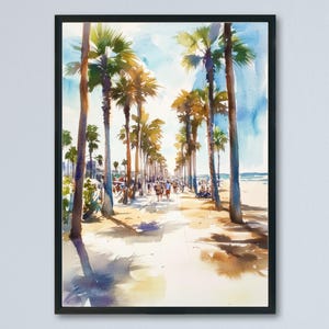 Venice Beach Watercolor Poster Venice Beach California Travel Print Wall Art Venice Beach Home Decor Venice Beach Gift Art Lovers LA