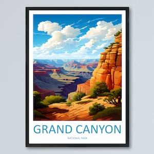 Grand Canyon National Park Reisedruck Wandkunst Grand Canyon Wandbehang Wohnkultur Grand Canyon Geschenk Kunstliebhaber Arizona Kunstliebhaber Geschenk