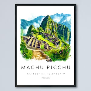 Machu Picchu Watercolor Poster Machu Picchu Travel Print Machu Picchu Wall Art Machu Picchu Painting Peru Souvenir Decor