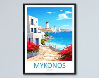 Mykonos Travel Print Wall Art Mykonos Greece Wall Hanging Home Decoration Mykonos Gift Art Lovers Wall Art Print Mykonos Greece Wall Poster