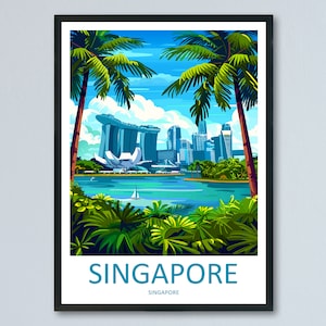 Singapore Travel Print Wall Art Singapore Wall Hanging Decorazione per la casa Singapore Regalo Amanti dell'arte Wall Art Singapore