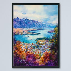 Queenstown Watercolor Poster Wall Art Queenstown Wall Hanging Home Décor Queenstown Gift Art Lovers New Zealand Wall Art