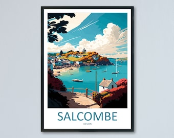 Salcombe Travel Print Wall Art Salcombe Wall Hanging Home Décor Salcombe Gift Art Lovers England Art Lover Gift Salcombe Art Poster