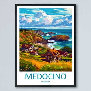 Mendocino Travel Print Wall Art Mendocino Wall Hanging Home Décor Mendocino Gift Art Lovers California Art Lover Gift Mendocino Art Print
