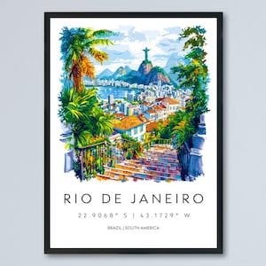 Rio de Janeiro Watercolor Poster Rio de Janeiro Travel Print Rio de Janeiro Wall Art Rio de Janeiro Painting Rio de Janeiro Souvenir Brazil