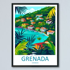 Grenada Travel Print Wall Art Grenada Wall Hanging Home Décor Grenada Gift Art Lovers Wall Art Caribbean Travel Print Poster Gift