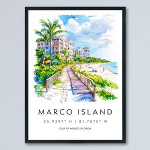 Marco Island Aquarell Poster Marco Island Reise-Druck Marco Island Wandkunst Marco Island Gemälde Marco Island Souvenir Florida Dekor