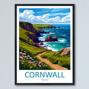 Cornwall Reise-Druck Wandkunst Cornwall-Wandbehang Hausdekoration Cornwall-Geschenk-Kunstliebhaber-Wand-Kunstdruck-Kunst