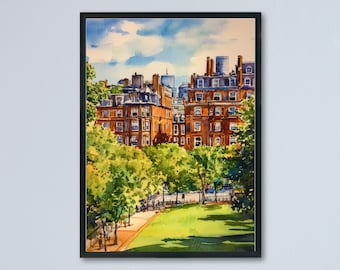 Boston watercolor poster Wall Art Boston Wall Hanging Home Décor Boston Gift Art Lovers Massachusetts Art Lover Gift Massachusetts wall art