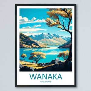 Wanaka Travel Print Wall Art Wanaka Wall Hanging Home Décor Wanaka Gift Art Lovers New Zealand Art Lover Gift Print Wanaka New Zealand Art