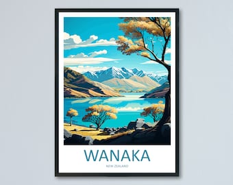 Impresión de viaje de Wanaka Arte de pared Colgante de pared de Wanaka Decoración del hogar Regalo de Wanaka Amantes del arte Regalo para amantes del arte de Nueva Zelanda Impresión Arte de Wanaka Nueva Zelanda