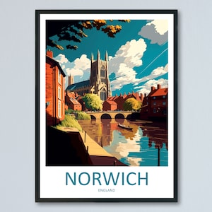 Norwich Travel Print Wall Art Norwich Wall Hanging Home Décor Norwich Gift Art Lovers England Art Lover Gift Norwich Travel Gift