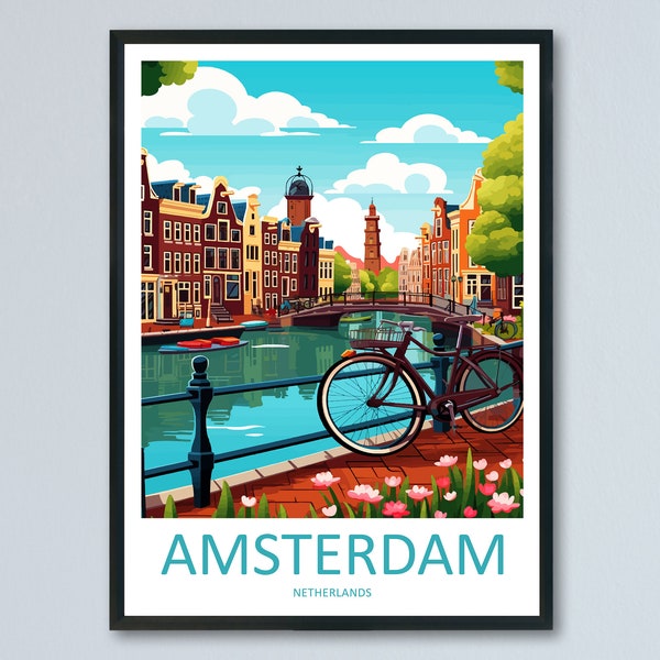 Amsterdam Travel Print Wall Art Amsterdam Muurhangend Huisdecor Amsterdam Cadeau Kunstliefhebbers Nederland Kunstliefhebber Cadeau Amsterdam Decor