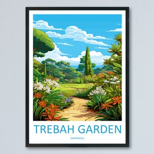 Stampa da parete Trebah Garden Travel, decorazione da parete Trebah Garden, decorazione per la casa, regalo Trebah Garden, amanti dell&#39;arte, regalo per amanti dell&#39;arte della Cornovaglia